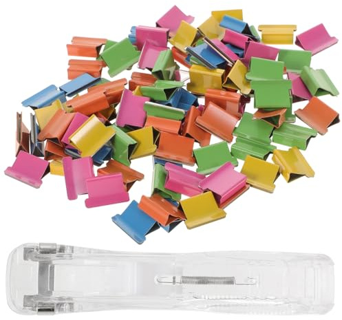 SAFIGLE Clam Clip Dispenser with Reusable Metal Clamps Small Push Clamp for Document Binding Office School Use Alternative to Paper Clips and Staples