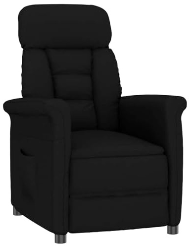 Tonture Relaxsessel Schwarz Kunstleder, 70.5x96.5x95 cm, verstellbar, ergonomischer Loungesessel mit Seitentasche, bequemer Lesestuhl für Wohnzimmer, Schlafzimmer, Büro, Erwachsene