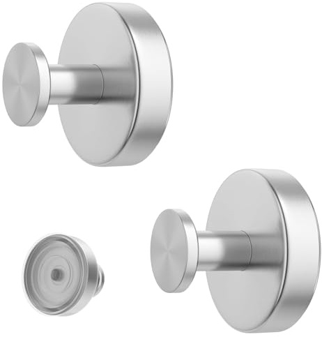 TIMEMEET 2PCS Black Suction Cup Hooks Stainless Waterproof,Suction Hooks for Bathroom,No Drill Suction Heavy Duty Hooks,Wreath Hook,Suitable for Bathroom Shower Towel Kitchen Glass Doors (Silvery)