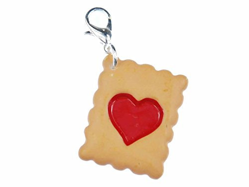 Miniblings Butterkeks Herz Charm Charms Keks Plätzchen - Handmade Modeschmuck I Kettenanhänger versilbert - Bettelanhänger Bettelarmband - Anhänger für Armband