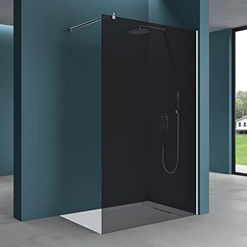 Mai & Mai Box Doccia Walk-In 100x200cm, Parete Doccia in Vetro Grigio 8mm Braccio di Sostegno 70-120cm Vetro di Sicurezza ESG con Rivestimento Nano BRAM1 Bremen01VG