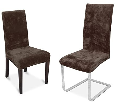 BEAUTEX Maya Samt Mirofaser Stuhlhusse, elastische Stretch Husse Bi-Elastic, Farbe wählbar, Braun