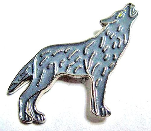 Metall-Emaille-Anstecker, Motiv: Lone Wolf (grau) Biker Trucker Rebel