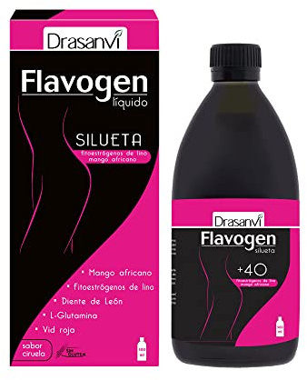 DRASANVI FLAVOGEN SILUETA - Mango africano + Diente de León + Alcachofa + Vid Roja + Ácido fólico - Ayuda en el control del peso - VEGANO - SIN GLUTEN - 500ml