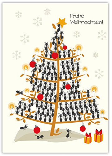 Kartenkaufrausch Echt lustige Weihnachtskarte mit einem Ameisen Weihnachtsbaum: Frohe Weihnachten! • als Weihnachtsgruß zu Neujahr, Silvester für Familie und Firma