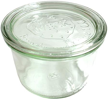 6 Weck Einkochgläser Sturzform/Sturzglas 1/4 Liter RR100 mit Glasdeckel im Original Weck Karton (Mit Glasdeckel)