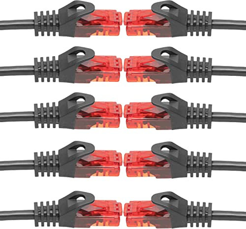 BIGtec 10 Stück – 3m LAN Kabel Netzwerkkabel Patchkabel Ethernet 2 x RJ45 Stecker High Speed schwarz kompatibel zu Cat.5 Cat.6 Cat.7 Cat.8 Switch Router Modem Patchpanel Access Point Patchfeld