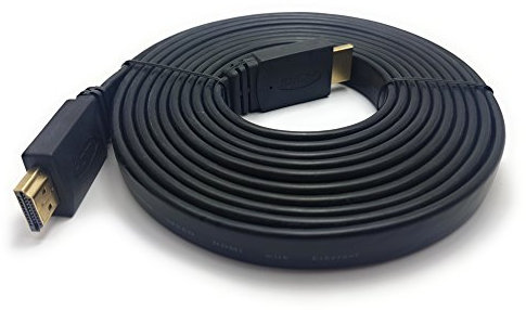 MainCore 3m long Flat HDMI to HDMI Cable/Lead Ultra HD (4K) 3D-compatible + Ethernet/network/Gold-Plated (Available in 0.25m, 0.75m, 1m, 1.5m, 1.8m, 2.5m, 3m, 4m, 5m, 10m)