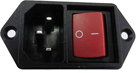daier Kaltgeräte Einbau-Stecker Einbau-Buchse C-14 mit Schalter Kaltgeräte-Buchse Einbau Kupplung Buchse Stecker 250V AC 10A, Anschlüsse: Löt oder Steckanschluß 4,8mm (Kupplung typ 2)