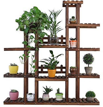 Blumentreppe Pflanzenregal Pflanzentreppe 5 Tiered Leiter Holz Blumen Stehen Garten Terrasse Balkon stehend Pflanze Blumentopf Rack dekorative Display-Ständer Halter Blumentopf Regal-Indoor/Outdoor