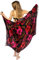 NELUHA Sarong Tuch Damen mit Saronghalter Pareo Wickeltuch Handtuchkleid Wickelrock Damen Strandtuch XXL Tuch Männer Pareo Damen Strandtuch Damen (schwarz/pink Salamander)