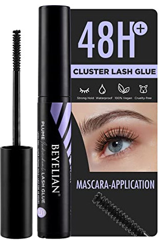 BEYELIAN Colla Ciglia Finte, Colla per Ciglia Finte a Grappolo Individuali fai-da-te Estensioni Ciglia Senza Lattice Lashes Glue Tenuta Super Forte 48 Ore