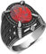mysilverworld Herren-Ring aus massivem 925er-Sterlingsilber, Granatstein, mit schwarzem Mikrozirkon, Metall, Granat