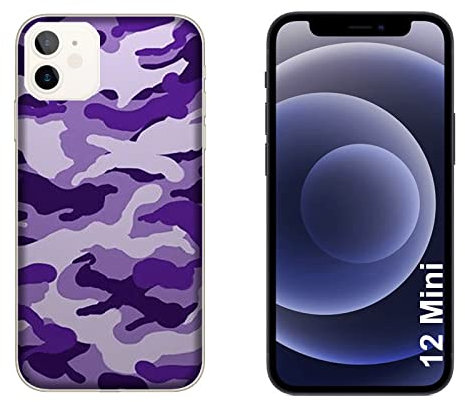 Hülle iPhone 12 Mini Case Apple iPhone 12 Mini Militare Mimetica Camouflage Militärarmee Mimetisches Veilchen/Cover Druck auch an den Seiten/Anti-Rutsch Anti-Rutsch Anti-Scratch Schock-resistent
