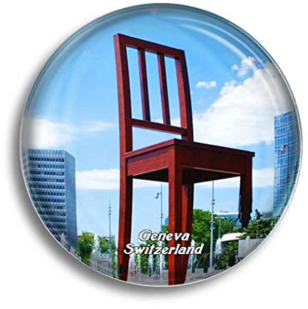 Fridge Magnet Switzerland Broken Chair Sculpture Geneva Glass Magnets for Refrigerator Souvenirs Cute Crystal Magnet Decor for Whiteboard Office Home Gift