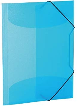 HERMA Sammelmappen A3 Hellblau Transluzent Set, 3 Stück, Eckspanner-Mappen aus Kunststoff mit Gummizug und Innenklappen für Kinder, Jungen und Mädchen