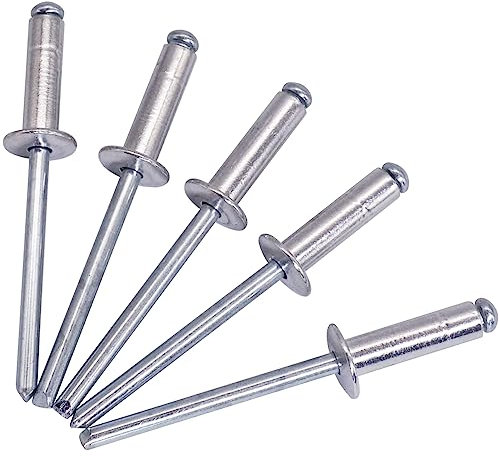 Lot de 250 rivets aveugles 4,8 x 16 mm, tête bombée ouverte, DIN 7337, rivets en aluminium et mandrin en acier, rivets pop (250, 4,8 x 16 mm)