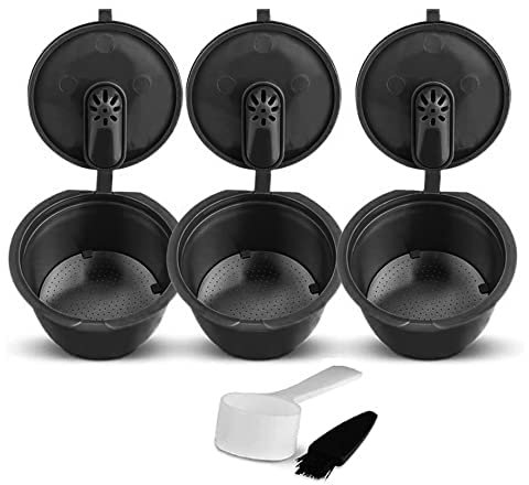 Upgrade 3 cápsulas de filtro de café, aparato de cápsula de café recargable reutilizable para Dolce Gusto, con 1 cuchara de plástico y 1 cepillo de limpieza