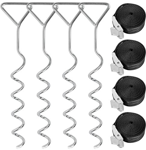 BLOSTM Trampoline Anchor Kit 8pcs - Trampoline Pegs Heavy Duty with Tear-Resistant Tie Down Straps, used as Swing Anchor Kit, Trampoline Anchor Kit, Ground Anchors for Garden Sheds & Playhouses