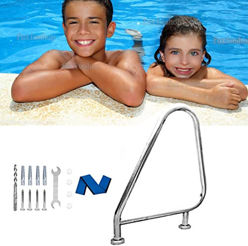 Natliedop Handlaufe Fuir Pool 304 Edelstahl-Poolleiter-Sicherheits-Bodenschwimmen, Schwimmbecken-Handlauf mit allem Zubehör, Blaue Griffabdeckung, 1,2 m, 400 lbs Tragfähigkeit