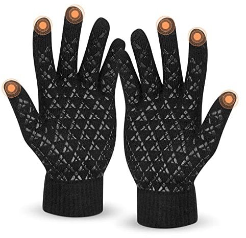 SIHOHAN Thermal Gloves for Men and Women Winter Touch Screen Gloves Anti-Slip Warm Lining Glove for Driving Running Cycling Black