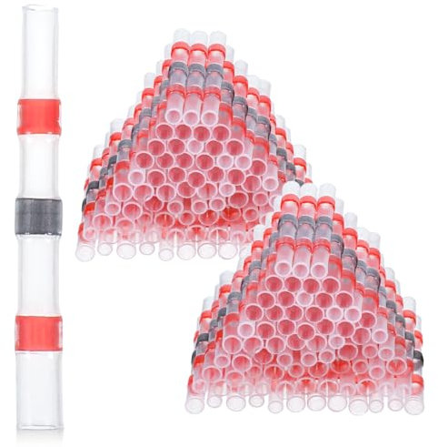 100 Stück 0,5-1,0mm Lötverbinder lotverbindung rot kabelverbinder lötdichtungsdrahtverbinder Wasserdicht Wärmeschrumpfender Lötdichtung Stoßverbinder Schrumpfverbinder
