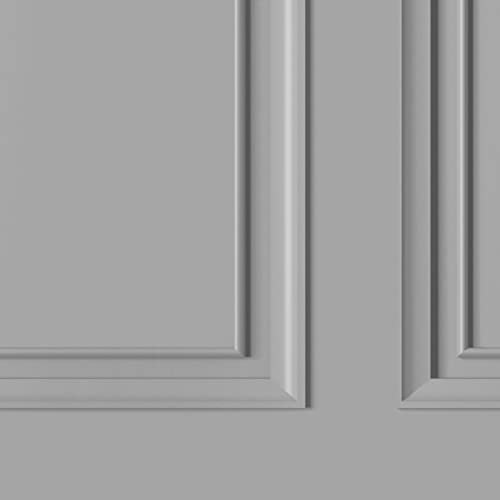 Dimension Panel Wallpaper - Modern Wallpaper for Living Room, Bedroom, Fireplace - Decorative Luxury Wall Paper with Realistic Beaded Panel Design & 3D Effect (Grey)