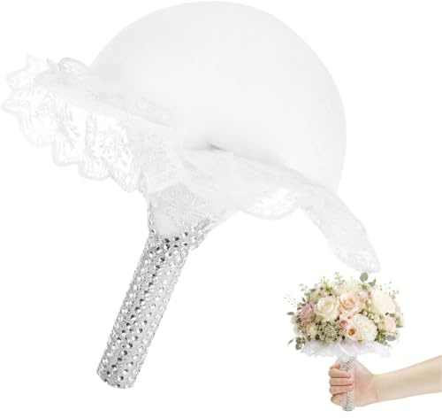 Zerodeko Bridal Bouquet Holder Wedding Bouquet Holder with Foam Floral Handle for Bride Floral Arrangements Wedding Ceremony Diy Flower Shop Supplies 23cm