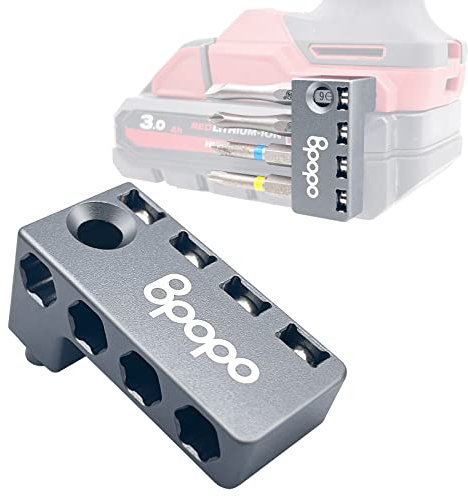 Soporte Magnético de Aluminio para Puntas de 1/4 – Compatible con Taladros Milwaukee 18V – Organizador Lateral de Brocas Hexagonales (4 Unidades),Montaje Izquierdo