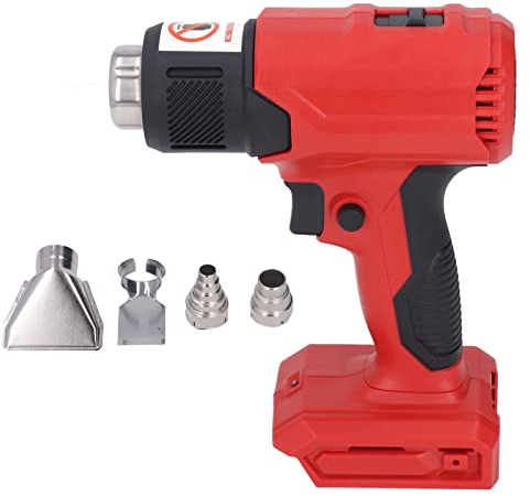Anti Slip Handle Heat Gun,Adjustable Temperature Hot Air Gun,Portable Cordless heat gun Kit,Rechargeable Handheld Hot Air Gun Tool with 4 Nozzles for Packaging,Crafts(red)