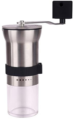 Molinillo de café manual con 6 ajustes de grosor ajustables, molinillo de café de mano con manivela con rebaba de cerámica para granos de espresso, prensa francesa, vertido, café de goteo, sin