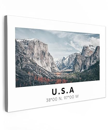 MuchoWow© Leinwandbild Klein 30x20 cm Mini Dekoration Wohnzimmer Bilder Aufhängen Wall Decoration Living Room Wohnungs Deko Moderne Osemite - Amerika - Wyoming - USA