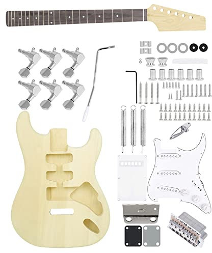 Fachmann E-Gitarren-Bausatz DIY-E-Gitarren-Set, Handmontierte E-Gitarre, Komplettes Set, Anfänger, Zusammengebaute E-Holz-Gitarre Selbstbau Gitarrenkit