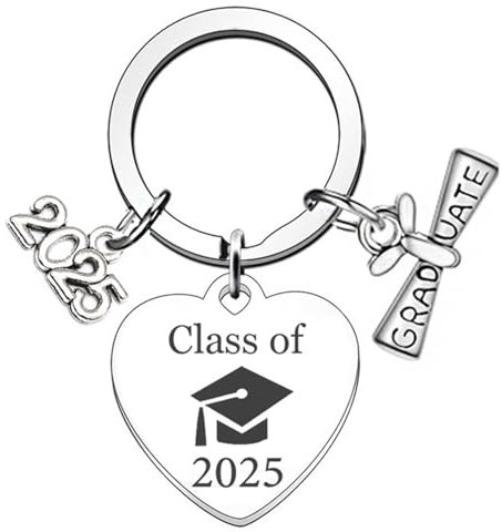 KEELYY Graduierung Schlüsselanhänger, Abschluss Schlüsselanhänger, Graduation Keychain Edelstahl, Geschenk zum Schulabschluss (Klasse von 2025 Heart)