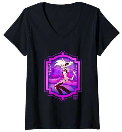 Damen Hazbin Hotel - Angel Dust T-Shirt mit V-Ausschnitt