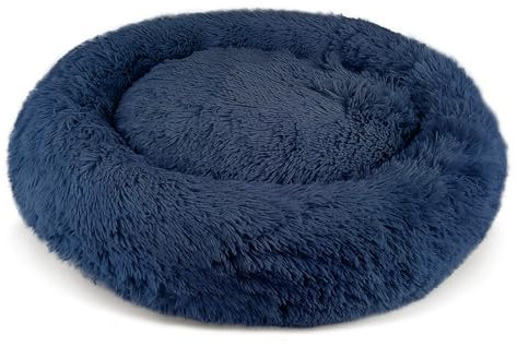 PATAM Cuccia Morbida, Lettino per Cani e Gatti a Ciambella Sfoderabile e Antiscivolo, Alaska Blu, Extra-Large 81 cm
