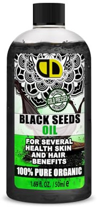 Black Seed Oil Nigella sativa Organic Cold Pressed, High Strength Thymoquinone Cold & Freshly Pressed 100% Pure Virgin (50ML)