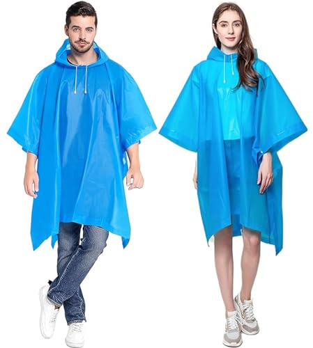 GUKOY Poncho da Pioggia, 2 Pezzi Cappotto da Pioggia per Donne Uomini Mantello da Pioggia Eva Giacca da Pioggia per Escursionismo Ciclismo Campeggio Viaggio