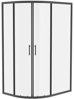 Aquariss Offset Quadrant Shower Enclosure 6mm Easy Clean Glass Sliding Door Shower Cubicle Matt Black 1200x900mm