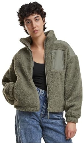 Urban Classics Damen Ladies Sherpa Mix Jacket palegreen, S