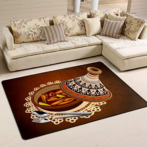 Tappeto Da Terra 100x150cm, Tajine Di Pollo Servito Con Pentola Di Olivecucina Tappeto Anti-Polvere Sofa Tappetino Da Terra Assorbente Tappeto Per Sedia Ufficio, Per Bambini, Giardino