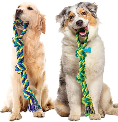 SHARLOVY Dog Rope Toy, Durable Cotton Dog Chew Toys for Aggressive Chewers, Interactive Tug of War Dog Toys for Small Medium to Large Breed (2 Pack, for Medium Dog)
