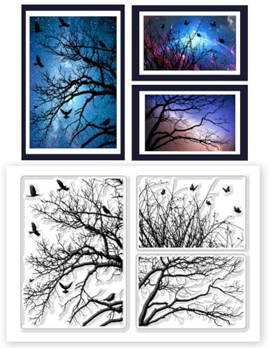 CHGCRAFT Silikonstempel Bäume Klare Stempel Zweige Stempel Zum Basteln Transparente Silikonstempel Zur Kartenherstellung Silikonstempel Für Scrapbooking Fotoalbum Tagebuch Dekoration DIY Basteln