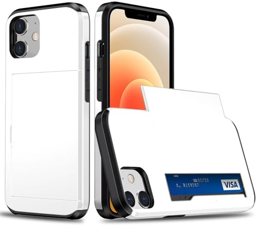 Beajew Handyhülle für iPhone 12 Mini/iPhone 13 Mini Case Silikon, mit Kartenfach Silikon TPU Handyhülle Dünn Weiche Stoßfest Flexibel Handy Tasche Bumper Brieftasche Case, Weiß