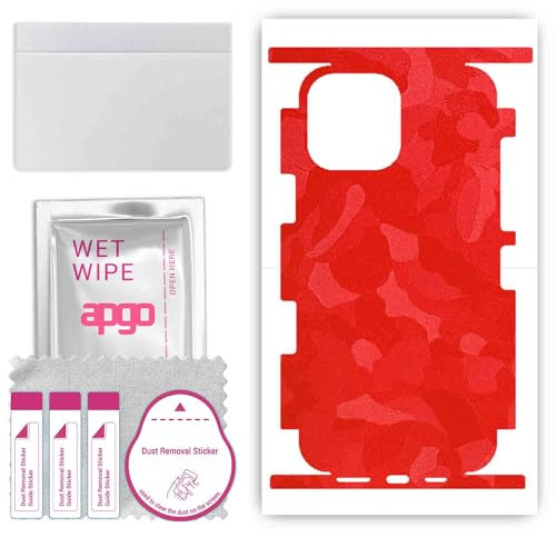 apgo skin sticker film foil vinyl for the BACK+SIDES for Apple iPhone 13 Pro Max Red Camo, Full Wrap Skin