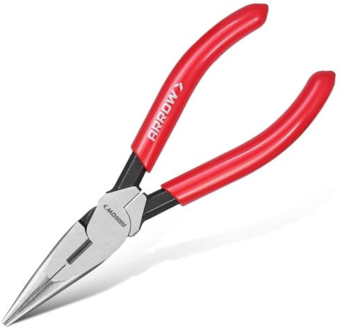 ARROW 6 High Leverage Needle Nose Pliers with Side Cutters, Long Nose Pliers for Gripping, Wire Bending, Cutting