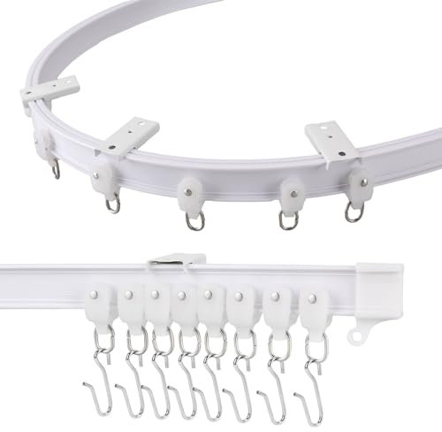 Gardinenschiene Flexible Vorhangschiene Deckenvorhangschienen Gebogene Duschvorhangstange Raumteiler-duschvorhangstange für Zimmer Wohnung Gardinenaufhängung, Zimmer, Balkone, Büros, Hotels (5Meter)
