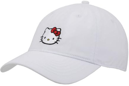 Hello Kitty Baseballkappe mit gesticktem Charakter, unstrukturiert, Weiss/opulenter Garten, Einheitsgröße