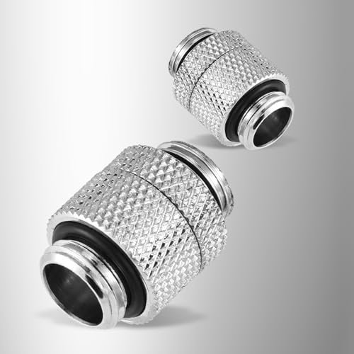 Messing G1 / 4 Gewinde 360 Grad Drehrohradapter für Computer Wasserkühlsystem Schwarz Silber (SILVER)