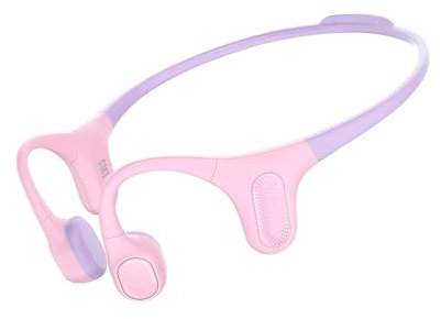 mojawa Aerra Bone Conduction Sports Headphones, Open-Ear, Bluetooth 5.2, IP67 Waterproof, Noise-Cancelling Mic, for Running, Cycling, Hiking, Gym, and Workout, Pink and Purple